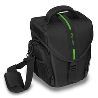PEDEA Kameratasche Gr. L ESSEX Foto Tasche mit Regenschutz und Zubehörfächer, schwarz/grün