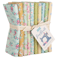 Fabric: Fat Quarters: Scrap: 50 x 55cm: Teal, Green and Yellow: Bundle of 10