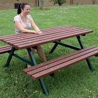 Recycled Plastic Picnic Table - Textured Light Grey