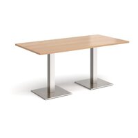 Brescia rectangular dining table with flat square brushed steel bases 1600mm x 8