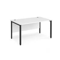 Maestro 25 straight desk 1400mm x 800mm - black bench leg frame and white top