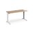 TR10 straight desk 1400mm x 600mm - white frame and beech top