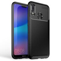 NALIA Carbon Look Case compatible with Huawei P20 Lite, Ultra-Thin Mobile Silicone Cover Protective Rugged TPU Rubber Gel Soft Skin, Slim Fit Shockproof Bumper Smart-Phone Prote...