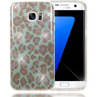 NALIA Custodia compatibile con Samsung Galaxy S7 Edge, Glitter Leopardo Copertura in Silicone Protezione Sottile Cellulare Cover Case Protettiva Scintillio Telefono Bumper - Tur...