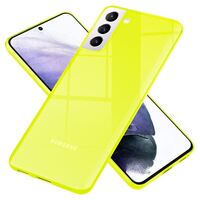 NALIA Neon Handy Hülle für Samsung Galaxy S21+, Transparent Silikon Case Cover Gelb