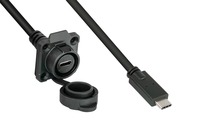 Industrie-Steckverbinder S1 - USB 3.2 Gen. 2 Kabel, Stecker C™ an Einbaubuchse C™, M16, IP65/67, 1m,