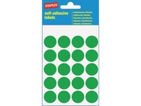 Staples Markeer Etiketten Diameter 19 mm, 20 Etiketten per vel, Groen (pak 100 stuks)