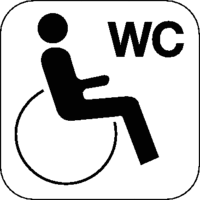 Piktogramm - Rollstuhlfahrer, WC, Schwarz, 10 x 10 cm, PVC-Folie, Selbstklebend