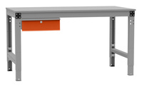 Einzelschubfach in Rotorange RAL 2001, mit Schloss, für Tischtiefe 700 - 1200 mm, Innen BxTxH = 425 x 550 x 150 mm. Blendenhöhe 150 mm | AZK1093.2001