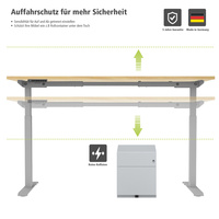 TOPFIT Basic, BxTxH 1200x700x695 - 1145mm, Platte: , Gestell Silber, elektrisch höhenverstellbarer Schreibtisch, mit Memory-Funktion | TPK2788