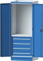 Modulschrank Modell 2409 B715xT720xH2200mm RAL 7035/5012 mit Türen 4 Schubladen