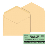 Busta Giallo Postale - gommata - 18 x 24 cm - 80 gr - carta riciclata FSC® - giallo - Pigna - conf. 25 pezzi