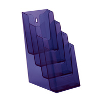 4-Section Leaflet Holder ⅓ A4 / Brochure Holder / Tabletop Leaflet Stand / Leaflet Display | neon violet