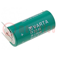 Battery: lithium; 3V; 2/3AA,2/3R6; 1350mAh; non-rechargeable; 3pin