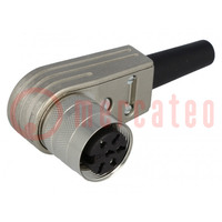 Connector: M16; plug; female; soldering; for cable; PIN: 6; 5A; 300V