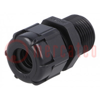 Cable gland; with long thread; M20; 1.5; IP68; polyamide; black