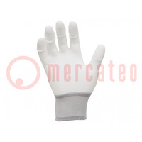 Protective gloves; ESD; M; polyamide; white; <100MΩ