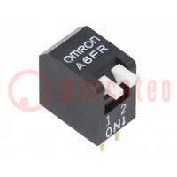 Schakelaar: DIP-SWITCH; Aantal secties: 2; ON-OFF; 0,025A/24VDC