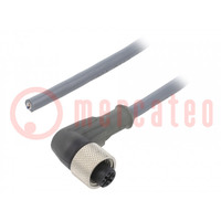 Connection lead; M12; PIN: 4; angled; 5m; plug; 250VAC; 2.2A; PUR