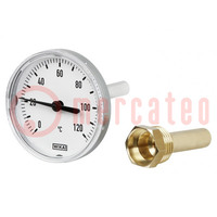 Meter: temperatuur; analoog,bimetaal; 0÷60°C; Sondeleng: 60mm