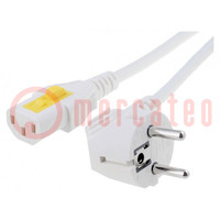 Cable; 3x1mm2; CEE 7/7 (E/F) plug angled,IEC C13 female; PVC; 3m