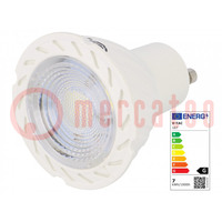 LED lamp; cool white; GU10; 220/240VAC; 480lm; P: 7W; 38°; 6400K