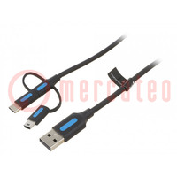 Cable; USB 2.0; 1m; black; Core: Cu,tinned; 480Mbps; Øcable: 4mm