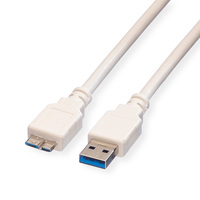 VALUE USB 3.2 Gen 1 Kabel, A ST - Micro B ST, weiß, 3 m