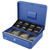 HMF Geldkassette, Marktkassette Münzeinsatz Scheinfächer 30 x 24 x 9 cm, blau