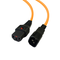 Videk IEC LOCK (C13) F to IEC (C14) M Mains Power Cable - Orange 4m