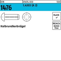 Halbrundkerbnagel DIN 1476 3x 6 1.4303 (
