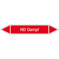 Rohrleitungskennzeichnung/Pfeilschild Gruppe2 Dampf(rot),selbstkl.12,6x2,6cm Version: P2028 DIN 2403 - ND Dampf P2028