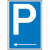 Parkplatzschild mit Richtungspfeil links, Kunststoff, 25x40 cm