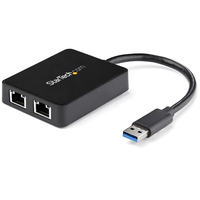 StarTech.com Adaptateur USB 3.0 à Double Port Gigabit Ethernet avec port USB - 10/100/100 - Adaptateur NIC Réseau USB Gigabit LAN