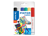 Pilot Pintor Classic markeerstift 6 stuk(s) Fijne punt Zwart, Blauw, Groen, Rood, Wit, Geel