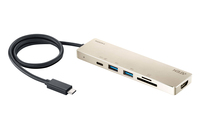 ATEN UH3239 Przewodowa USB 3.2 Gen 1 (3.1 Gen 1) Type-C Czarny, Złoto
