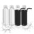 Relaxdays Trinkflasche, 4er Set, 500 ml, auslaufsicher, Glasflasche mit Hülle, HxD: ca. 23,5x6,5 cm, transparent/schwarz