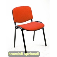 Sedia visitatore 4 gambe Unisit Dado D5S acciaio nero - rivestimento Eco - rosso - conf. 4 pezzi - D5S/4/ER