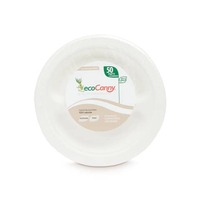 Piatti a 2 scomparti bio-compostabili ecoCanny Party bianco Ø225x22 mm conf. 50 pz - ECO‐008CA