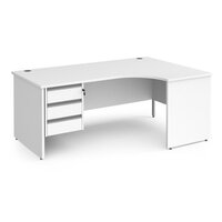 Contract 25 right hand ergonomic desk with 3 drawer silver pedestal and panel le