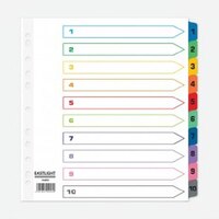 ValueX Index 1-10 A4 Extra Wide Card White with Coloured Mylar Tabs