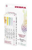 Zebra Mildliner Double Ended Brush Pen Assorted Fluorescent (Pack 5) 2691