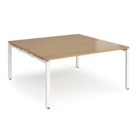 Adapt sliding top back to back desks 1600mm x 1200mm - white frame and oak top