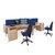 Maestro 25 left hand wave desk 1600mm wide - silver bench leg frame and grey oak