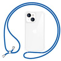 Für iPhone 14 Plus Hülle mit Band Handyhülle Schnur Handykette Kordel Umhängen Blau