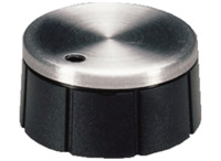 Drehknopf, 6 mm, Kunststoff, schwarz/silber, Ø 24 mm, H 12.4 mm, A1624260
