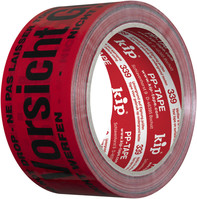 Klebeband, 339 Kip PP-Packband-bedruckt, Vorsicht Glas!, 66 m lang, 50 mm breit, rot/schwarz