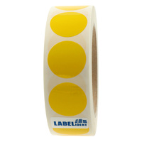 Markierungspunkte Ø 30 mm, gelb, 1.000 runde Etiketten auf 1 Rolle/n, 3 Zoll (76,2 mm) Kern, Folienpunkte permanent, Verschlussetiketten