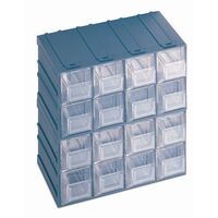 Free-standing interlocking modular drawer system - 208 x 132 x 208mm, 16 drawer