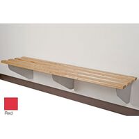 Classic aero wall mounted cantilever changing room bench, 2500mm wide, red brackets